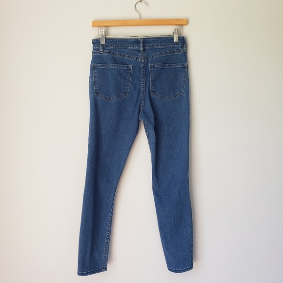 Amuse Society Iconic Medium Wash Distressed Skinny Jeans 28 Knee Slit Rip - Picture 6 of 9